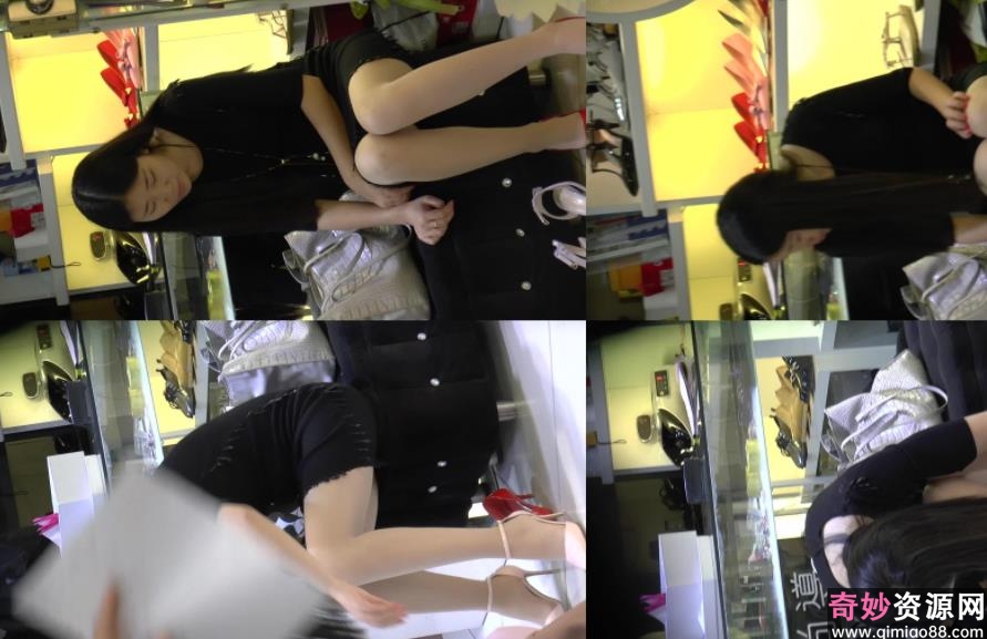 粉色高跟鞋的街拍试穿美眉