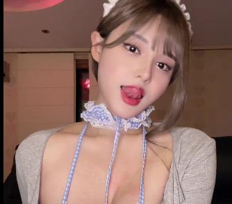 徐婉：蓝色女仆完整版，9分钟完美女神道具秀，韩国名气国内搞得懵懂
